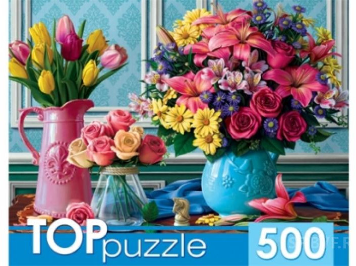 Пазл «Вазы с яркими цветами» | TOPpuzzle-500 | Рыжий кот