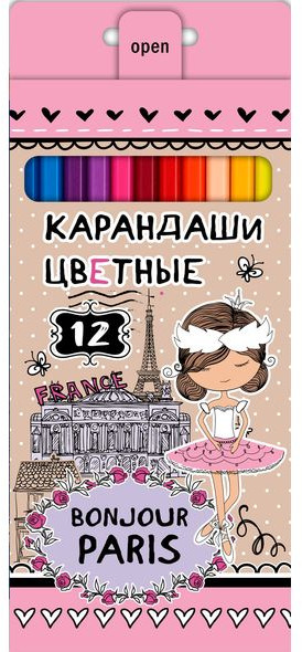 Набор цветных карандашей | Bonjour Paris | Hatber