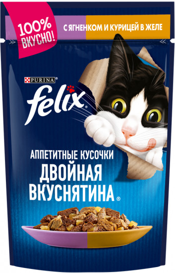 Корм для для кошек «Двойная вкуснятина» с ягненком и курицей (85 г)