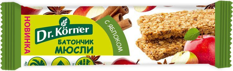 Батончик-мюсли хрустящий с яблоком и корицей | Dr. Körner