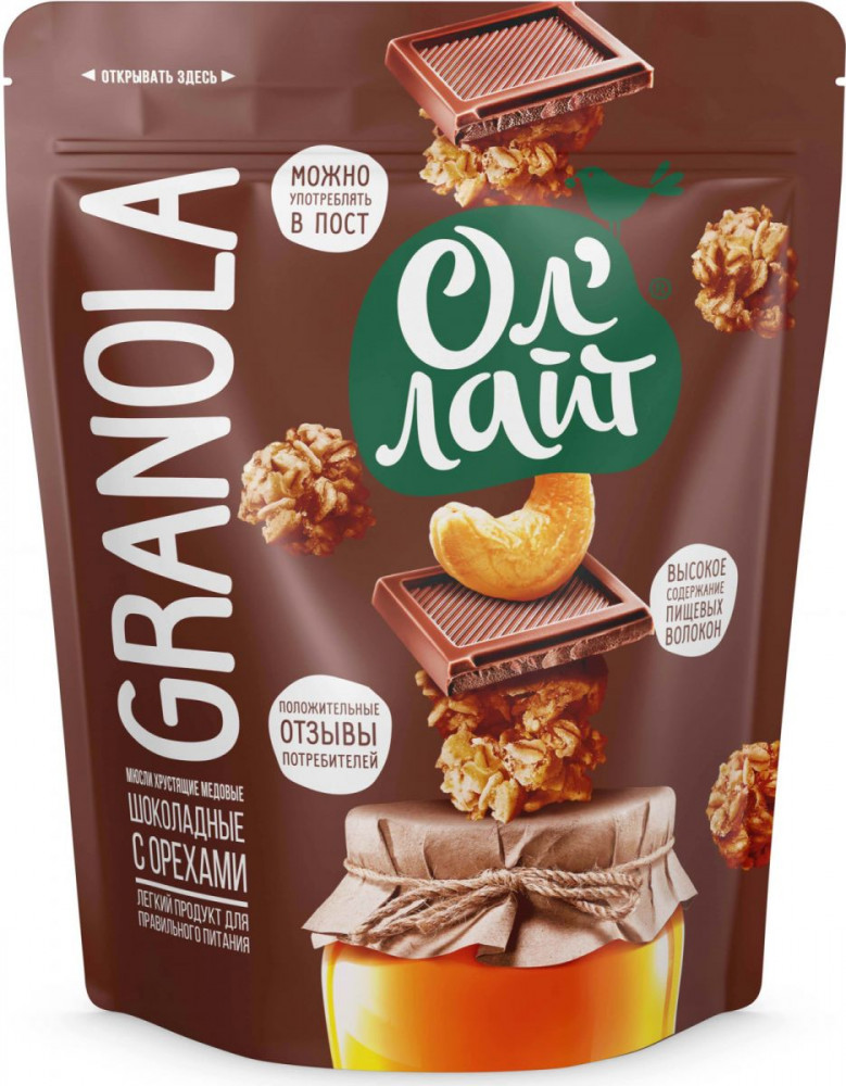 Мюсли медовые хрустящие шоколадные с орехами | Ол'Лайт