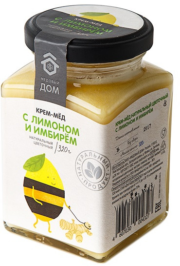 Крем-мед натуральный цветочный с лимоном и имбирем