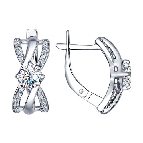 Серьги из серебра с фианитами | SOKOLOV