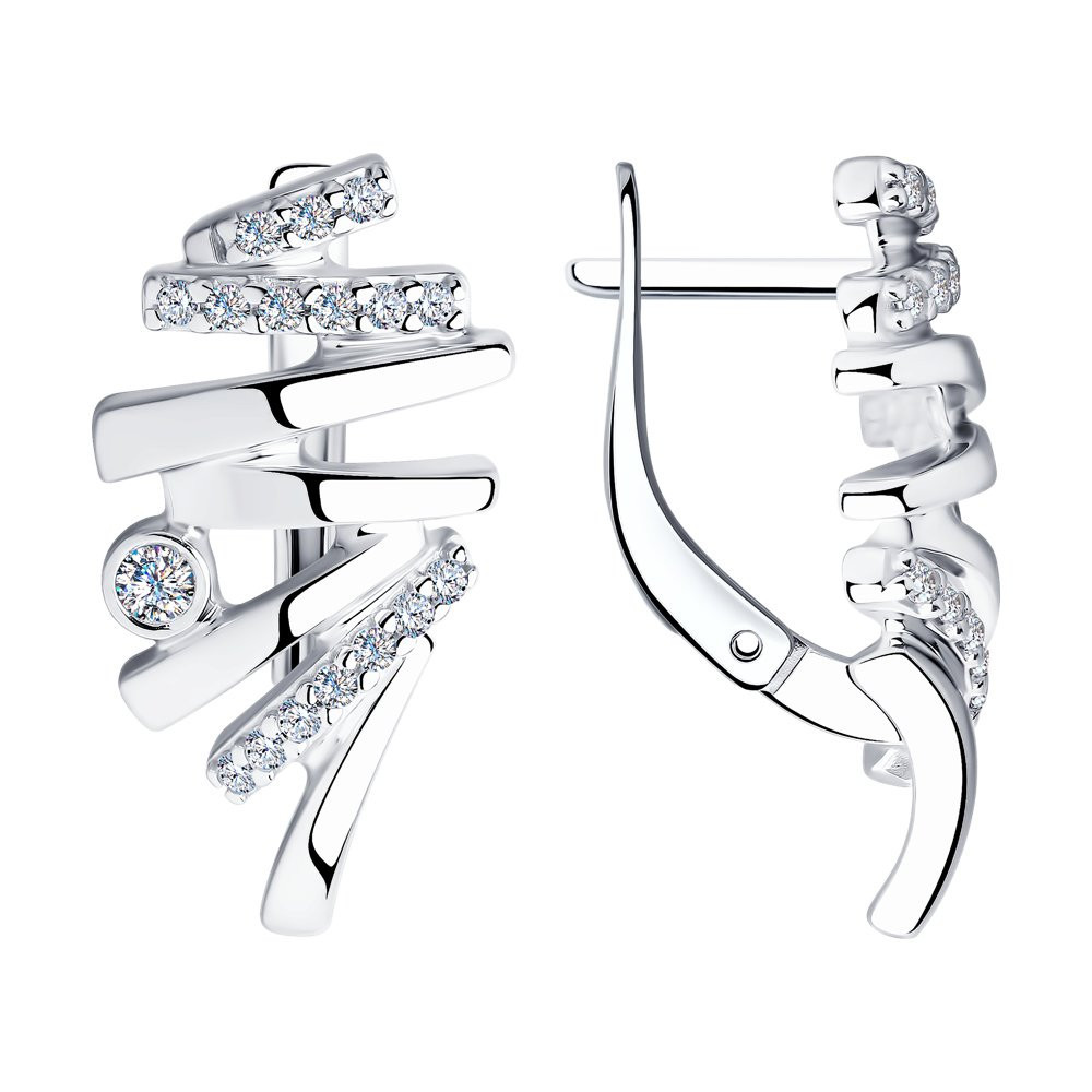 Серьги из серебра с фианитами | SOKOLOV