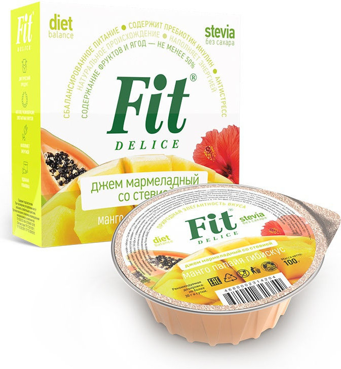 Джем мармеладный со вкусом манго, папайя и гибискуса | Fit Parad