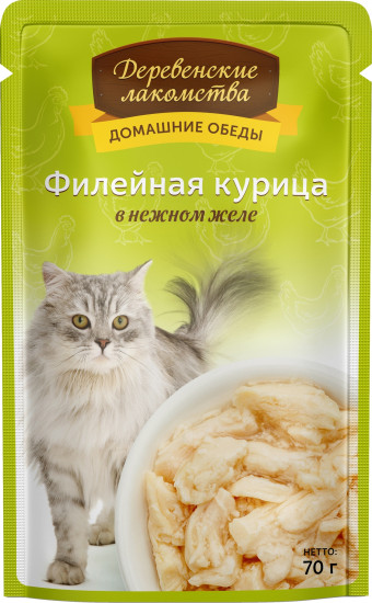 Корм для кошек с филейной курицей в нежном желе