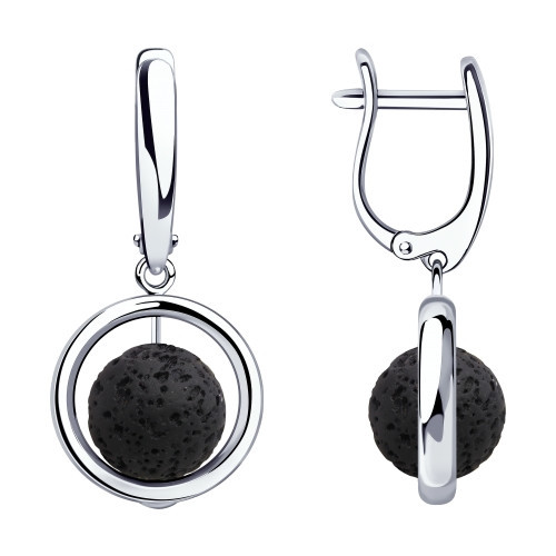 Серьги из серебра с вулканической лавой | SOKOLOV