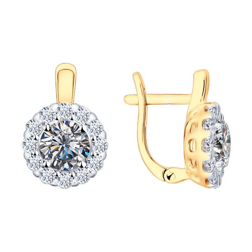 Серьги из золочёного серебра со Swarovski Zirconia | SOKOLOV