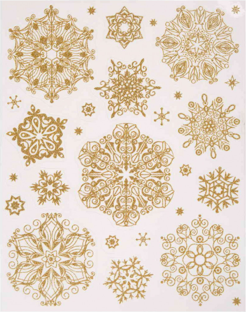 Новогоднее украшение для окон «Золотые хлопья снега» | Феникс Презент