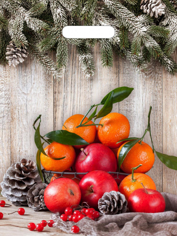 Пакет подарочный «Композиция с мандаринами» | Новогоднее ассорти | ТикоПластик