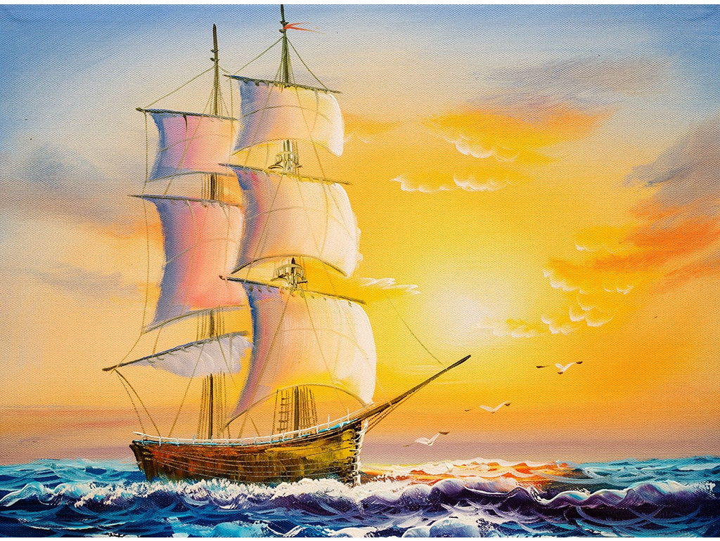 Мозаика алмазная «Парусник на рассвете» | Рыжий кот