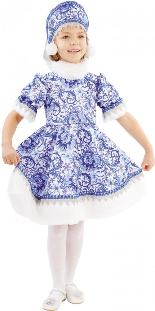 Костюм карнавальный для девочек «Зимушка Гжель» | Русские сказки | Пуговка