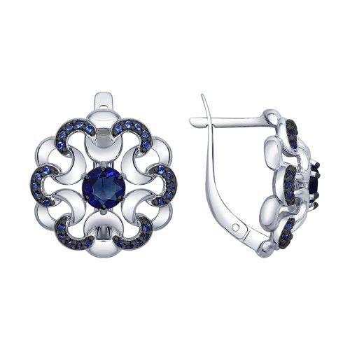 Серьги из серебра с синими фианитами | SOKOLOV