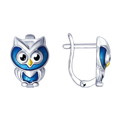 Серьги из золоченого серебра с эмалью | SOKOLOV