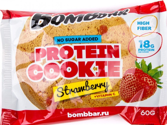 Печенье протеиновое со вкусом клубники | Bombbar