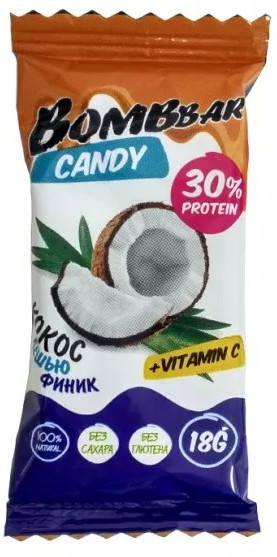 Конфеты протеиновые с фиником, кокосом и кешью | Bombbar