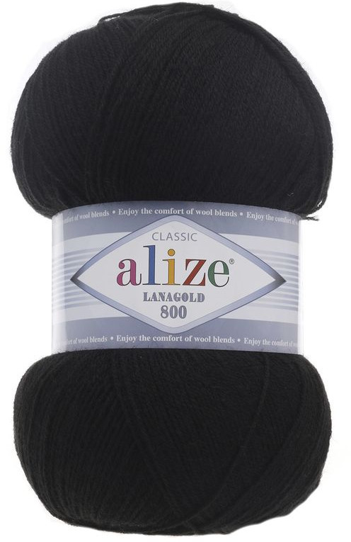 Пряжа для вязания «Lanagold 800», 60 Черный | Lanagold | Alize