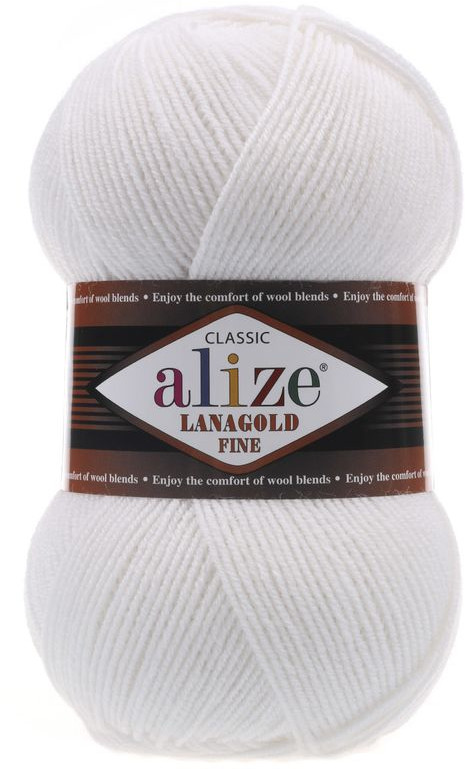 Пряжа для вязания «Lanagold fine», 55 Белый | Lanagold | Alize