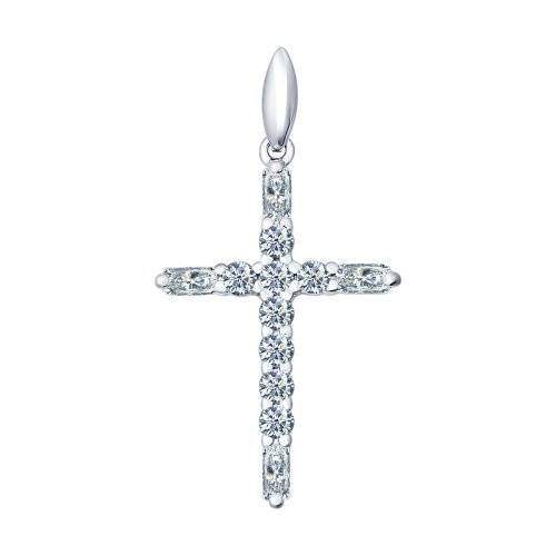 Крест из серебра с фианитами | SOKOLOV