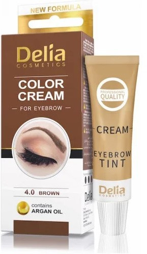 Крем-краска для бровей с маслом арганы, оттенок 4.0 Коричневый | Delia Cosmetics
