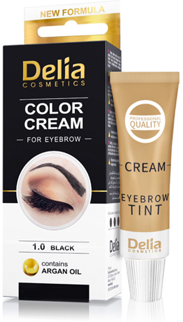 Крем-краска для бровей с маслом арганы, оттенок 1.0 Черный | Delia Cosmetics