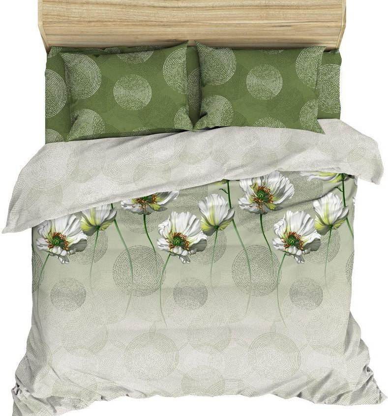 Комплект постельного белья «Белые маки» (арт. 345/1, евро, поплин, 2 наволочки 70×70) | Базовая коллекция | Василиса