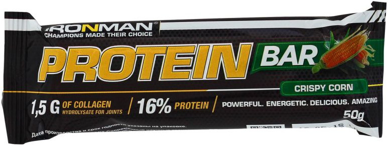Батончик с коллагеном в белой глазури со вкусом кукурузы | Protein Bar | Ironman
