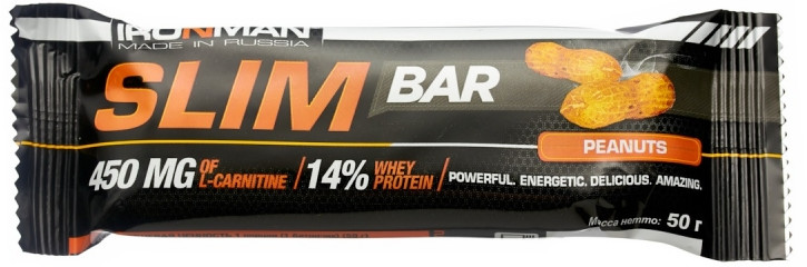 Батончик с L-карнитином в темной глазури со вкусом ореха | Slim Bar | Ironman