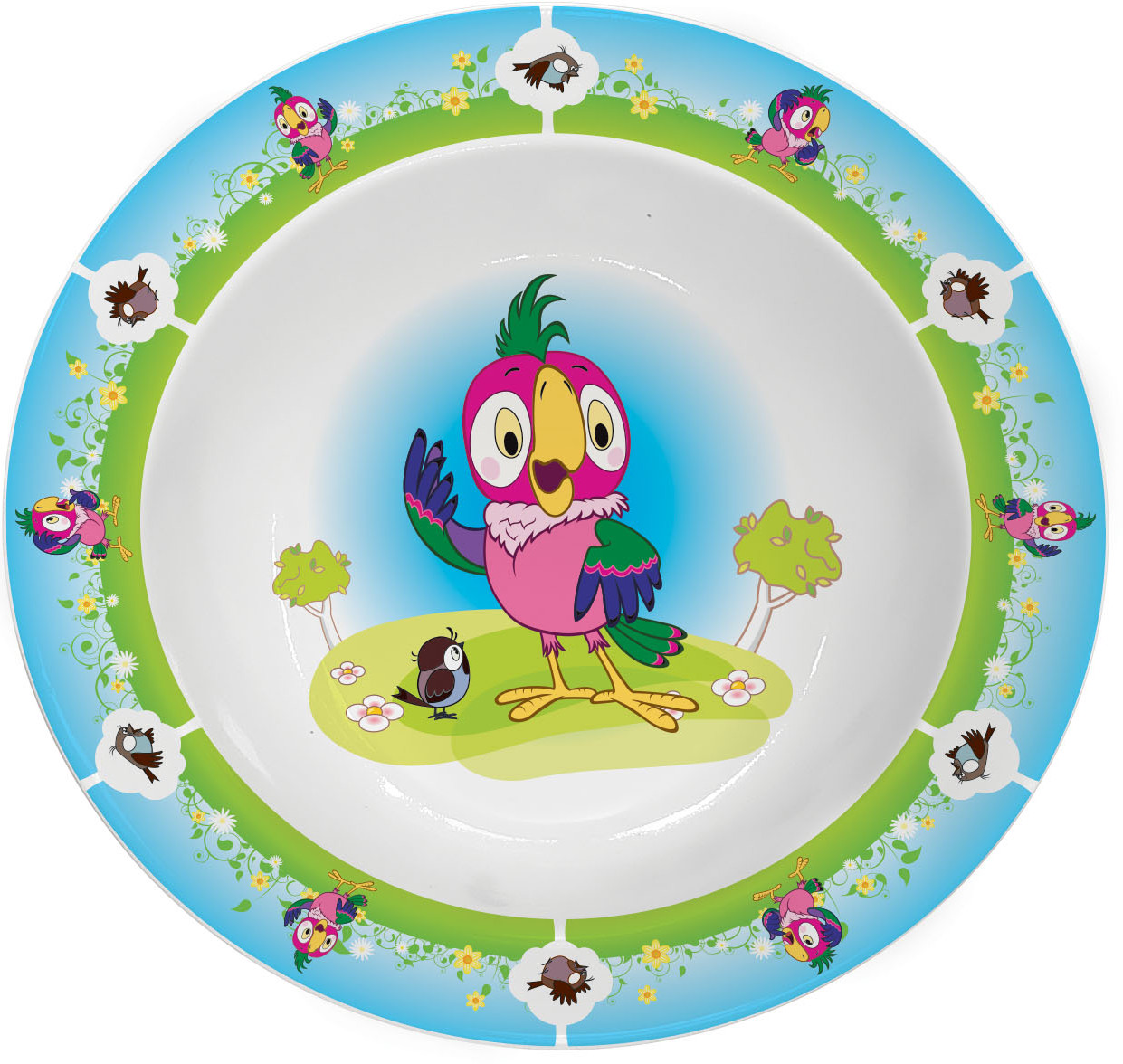Тарелка «Попугай Кеша» | Союзмультфильм | Добрушский фарфоровый завод