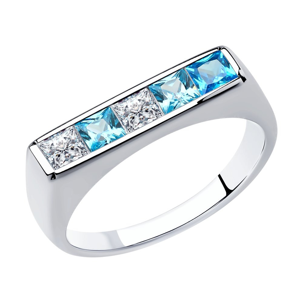 Кольцо из серебра с фианитами | SOKOLOV