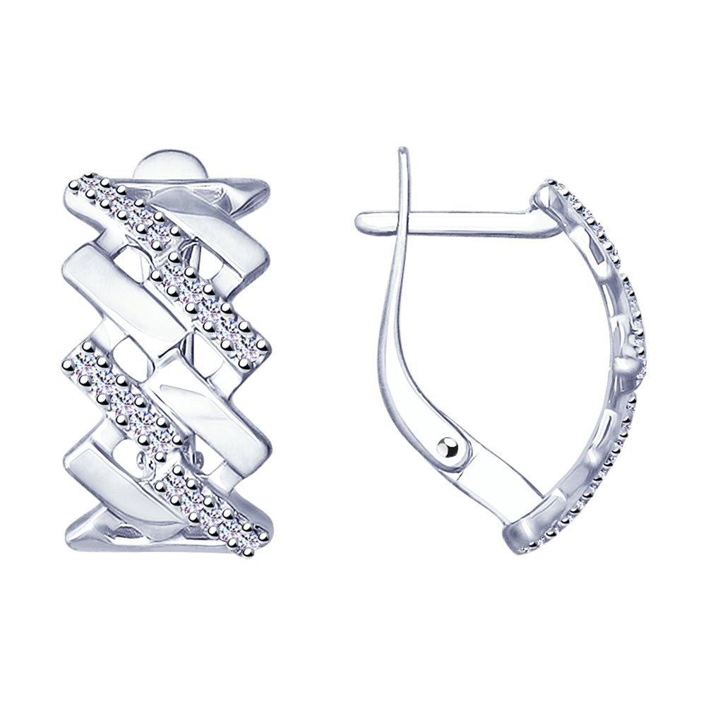 Серьги из серебра с фианитами | SOKOLOV