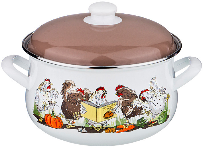 Кастрюля эмалированная с крышкой «Курочки» | Курочки | Agness