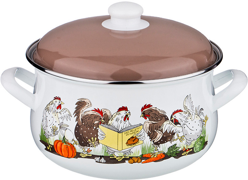 Кастрюля эмалированная с крышкой «Курочки» | Курочки | Agness