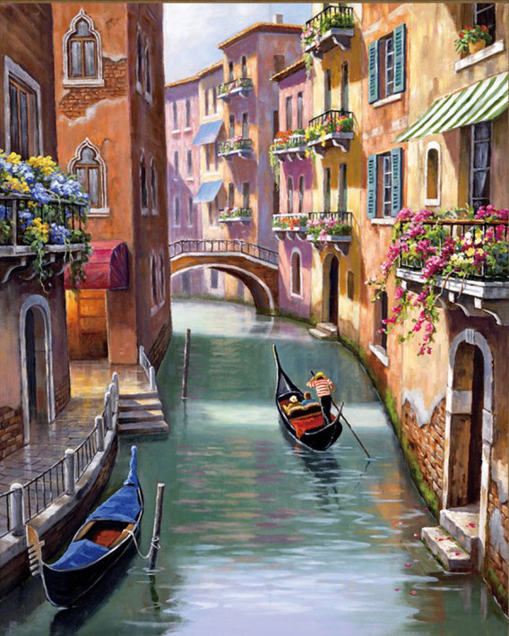 Холст с красками по номерам «Канал в Венеции» | Рыжий кот