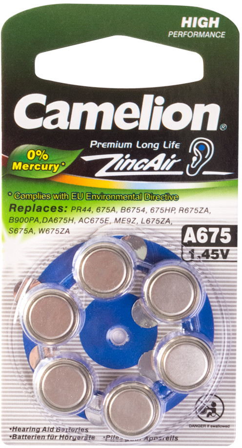 Набор батареек воздушно-цинковых ZA675 | Camelion