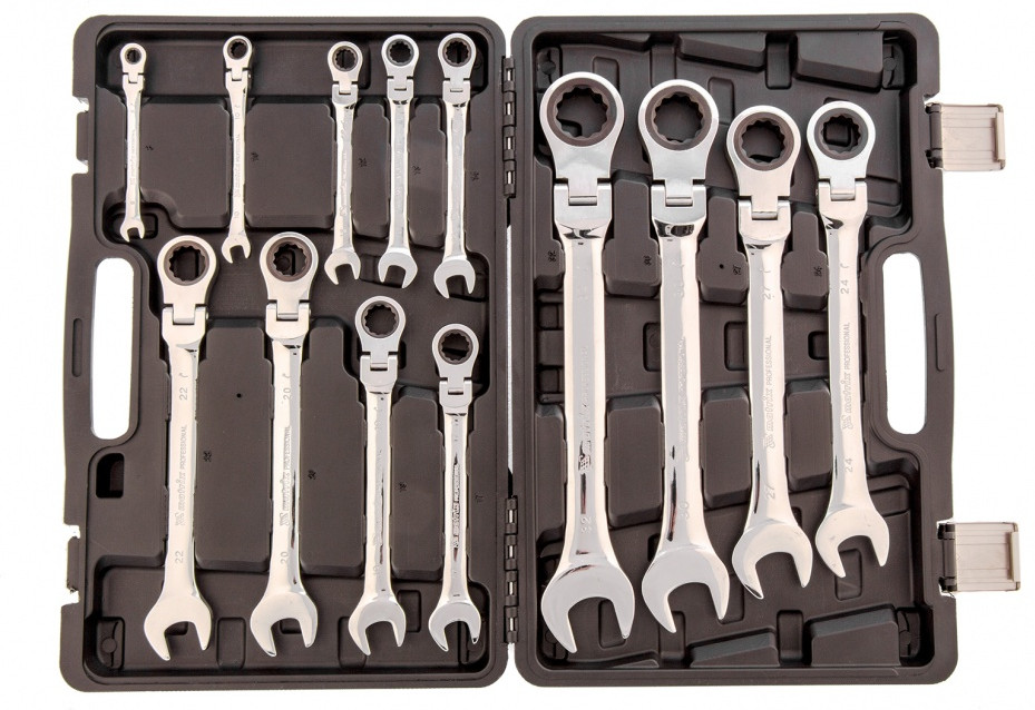 Набор ключей комбинированных трещеточных шарнирных | Matrix MTX