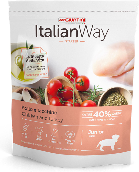Корм сухой беззерновой для щенков со свежей курицей и индейкой | Italian Way