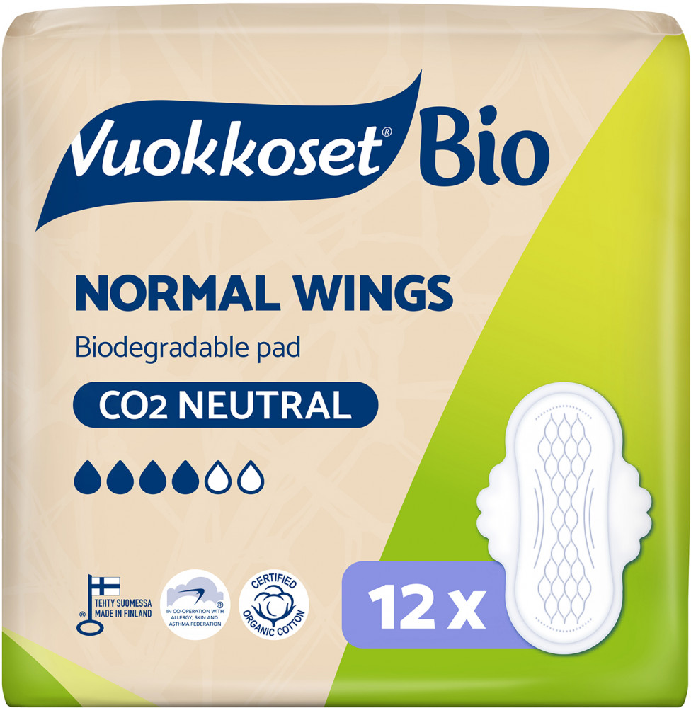 Прокладки с крылышками «Wings Normal» | 100% BIO | Vuokkoset