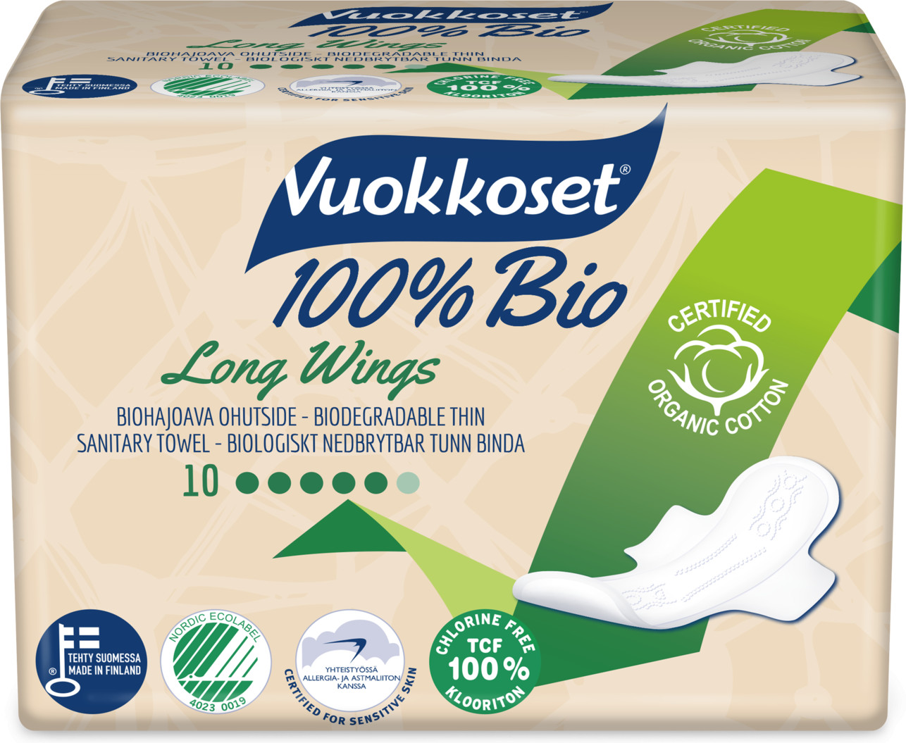 Прокладки с крылышками удлиненные «Wings Long» | Vuokkoset
