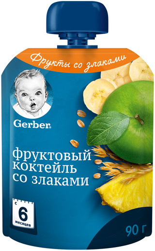 Пюре фруктовое «Фруктовый коктейль со злаками» | Gerber
