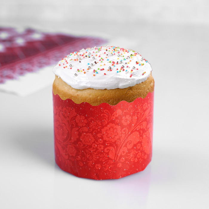 Форма бумажная для кекса, маффинов и кулича «Красная Пасха» | Пасха