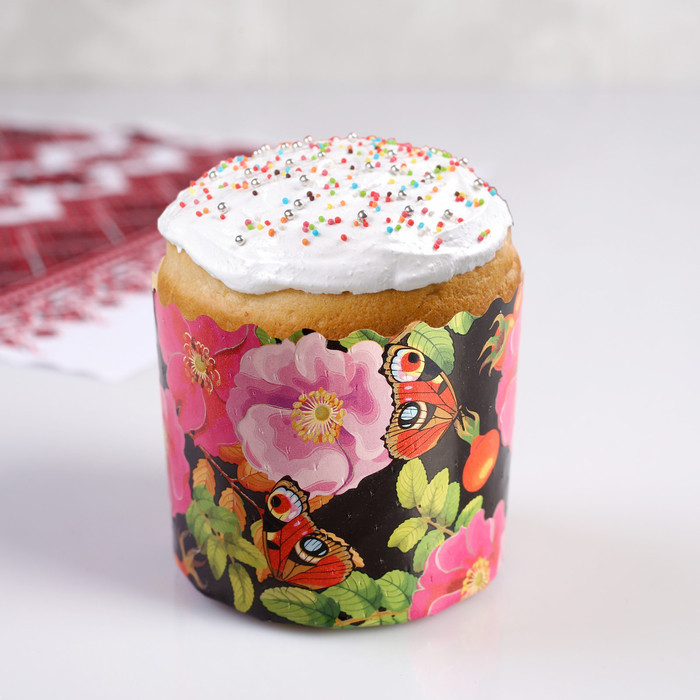 Форма бумажная для кекса, маффинов и кулича «Шиповник» | Пасха