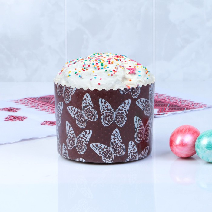 Форма бумажная для кекса, маффинов и кулича «Бабочки» | Пасха