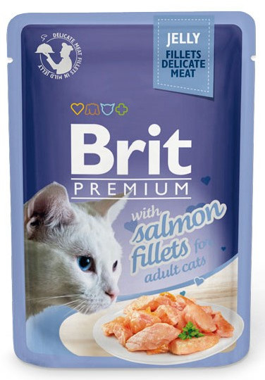 Корм для кошек кусочки в желе из филе лосося | Premium | Brit