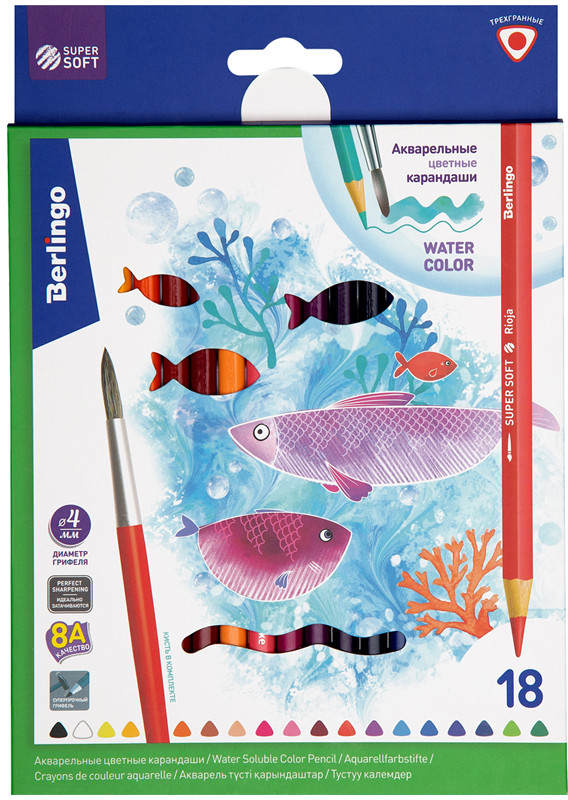 Карандаши акварельные «Рыбки» | Рыбки | Berlingo