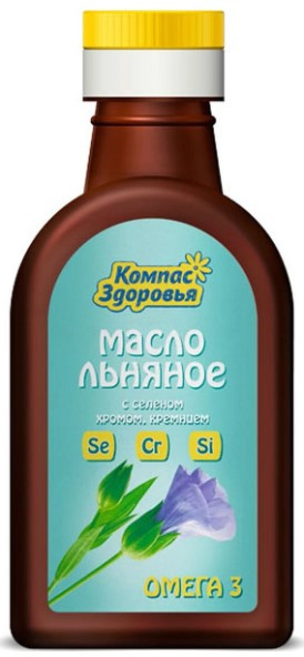 Масло льняное с селеном, хромом и кремнием | Компас Здоровья