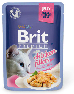 Корм для кошек кусочки в желе из куриного филе | Premium | Brit