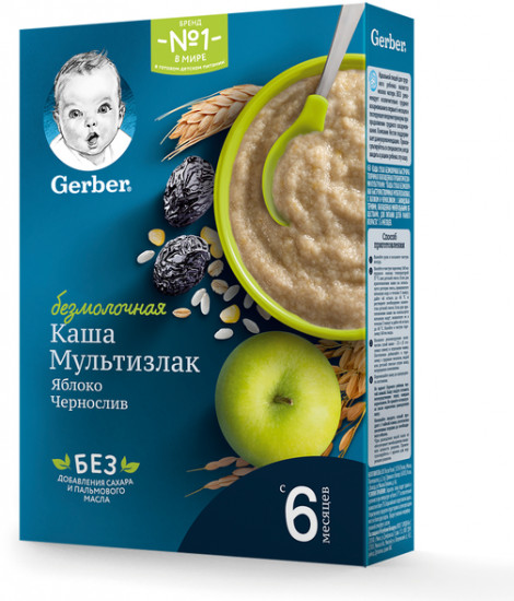 Каша безмолочная с яблоком и черносливом «Мультизлак»
