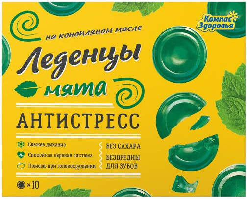 Леденцы мятные на конопляном масле «Антистресс» | Компас Здоровья