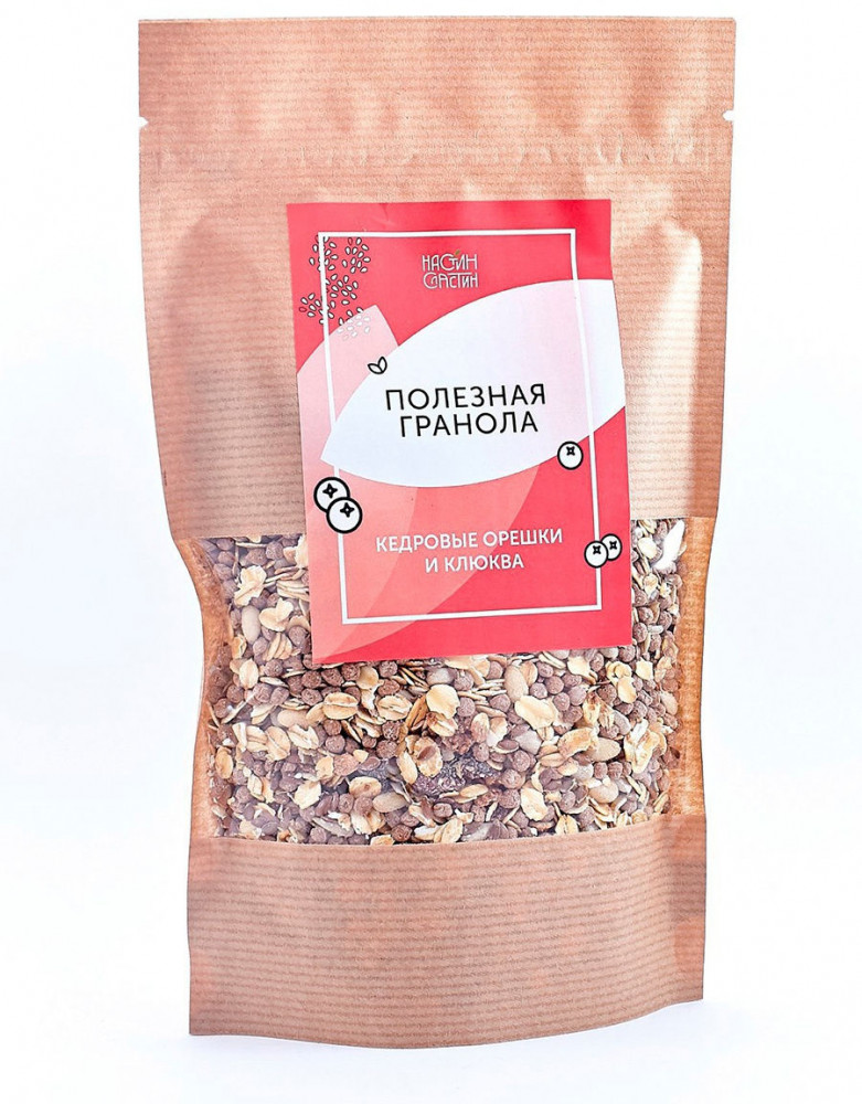 Гранола полезная c кедровыми орешками и клюквой | Настин Сластин